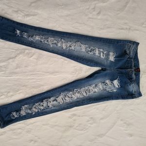 Blue distressed jeans